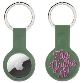 Steel Mill & Co AirTag Keychain, Silicone AirTag Case, Protective Cover with Key Ring for Luggage, Bags, Wallet, Keys, Dogs (Tag You're It)