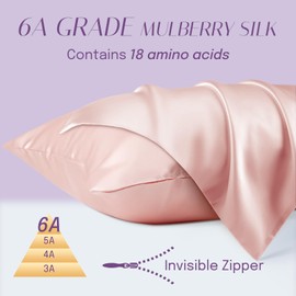 OLESILK Seide Kissenbezug Kissenhülle Haar- und Hautpflege mit Reißverschluss 16 Momme 1 Stück Pfirsich Rosa 40x40cm