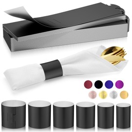 ChilStikUni Reusable Glue-Free Plastic Tear Proof Napkin Band Set of 200, Double Colors, Water Resistant, 6 Adjustable Sizes Napkin Rings Buckles