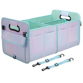 titiyiof Trunk Organizer SUV, Car Storage Organizer Trunk, Hand Printing and Dyeing 70L Spacious Collapsible Trunk Organizer for Grocery/Car Accessories/Women Men's Gift, Colorful (Green)