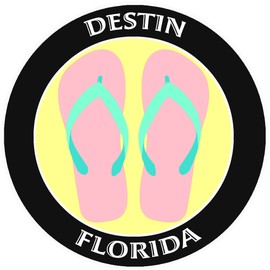 Athena Brands Flip Flops Destin Florida - Car Truck Window Bumper Graphics Sticker Decal - Black