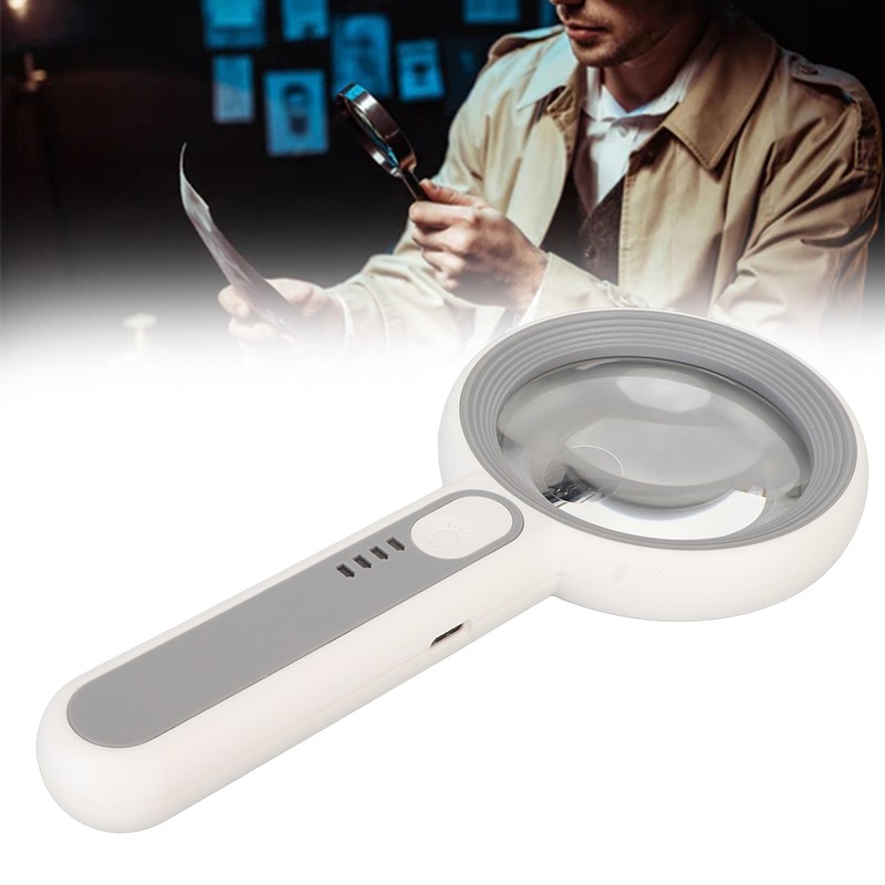 Handheld LED Magnifying Glass Touch Control Rechargeable Portable Illuminated Magnifier