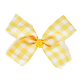 Plaid Hair Bow Hair Clip 6 Inch Checkered Bow Hair Clip (Yellow)