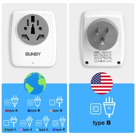 Travel Adaptor USA Adapter America Germany Plug Travel Plug Socket Adapter Worldwide to USA with 3 USB 1 Type C for Canada Mexico USA Adapter Socket Type B