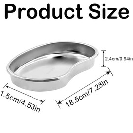 2 PCS Kidney Dish, Stainless Steel Kidney Tray, Small Instrument Tray, Dish Tray, Reusable Kidney Practical Tray Curved Instrument Tray for Tattoo Instrument Supplies