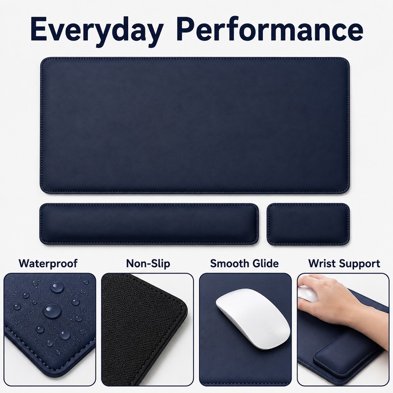 Waterproof PU Leather Desk Mat Set for Office & Gaming