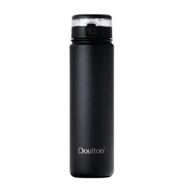 Doulton Taste2 Steel Water Bottle Black with Filter Reduces Contaminants | 18/8 Water Bottle | Double Walled Insulated Water Bottles | Metal Water Bottles Kids and Adults | 650ml
