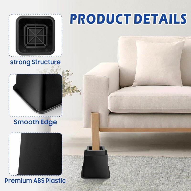 MixDora Bed Risers 5 Inch Heavy Duty Furniture Risers Square