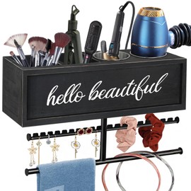 Ronjnndc Rustic Hair Dryer Holder Wall Mounted,Hair Styling Tools & Accessories Organizer,Bathroom Supplies & hot Tools vanities Organizer Caddy,for Storage Flat Iron,Blow Dryer,Curling Iron,Towel