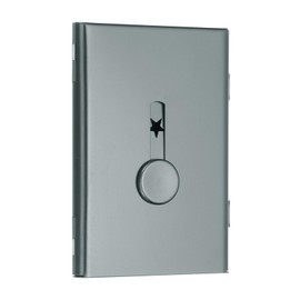 PATIKIL 1 Pcs Business Card Holder, Thumb Drive Business Card Holder Portable Business Card Holders Alloy Slide Out Card Case for Business Meeting, Grey