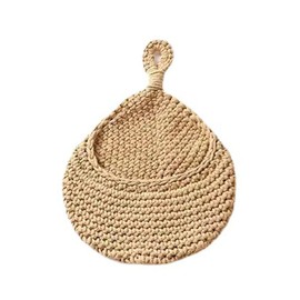 AIMALL Boho Jute Hanging Basket,Hanging Wall Organizer Vegetable Fruit Basket Kitchen Storage Pouch Bag,Handmade Kitchen Pantry Organizer