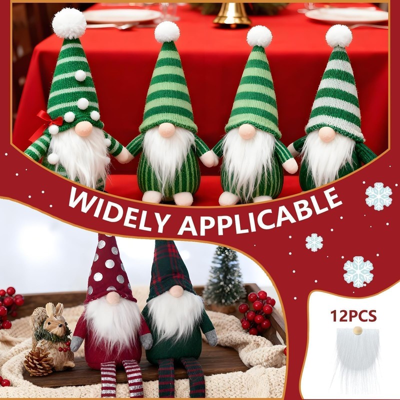 12pcs Pre Cut Gnome Beards for Easter Crafts,Faux Fur Fabric