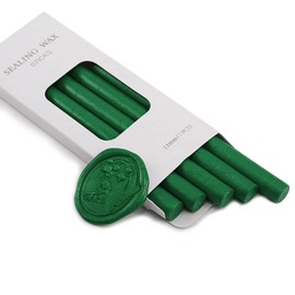Metallic Green Sealing Wax Sticks, HOSEALING 5pcs Glue Gun Sealing Wax Sticks for Wax Seal Stamp, Green Wax Seal Sticks for Wedding Invitations, Letter Envelope Seals, Great Gift Ideas (Pine Green)