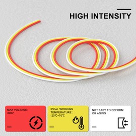 PAUTIX 65.6ft/20M Extension Cable Wire Cord,22AWG 3-pin Wire Cord for Single Color LED Strip Lights,COB/2835 Tape Lights,5V 12V 24V Low Voltage Extension,Red,Yellow,White