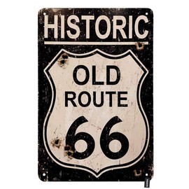 Tin Sign For Route 66 Sign Historic Old Route 66 Road Vintage Metal Signs for Men Women Wall Art Decor for Home Bars Clubs Cafes 8x12 Inch