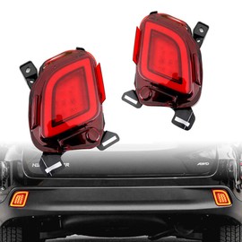 GeeGeeTop Red Lens LED Rear Bumper Fog Light Assembly Compatible With 2015 2016 2017 2018 Toyota Highlander Functions as Rear Fog Lamp Brake Light Bumper Reflector 3-In-1 (Rear fog lamp （15-18）)