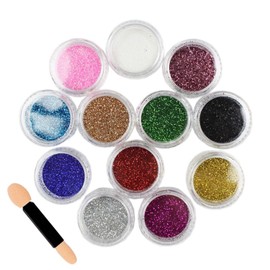 1 Box Fine Glitter, 1 Double Headed Sponge Stick, Twelve Color Glitter, Nail Glitter, Makeup Glitter, DIY Craft Glitter