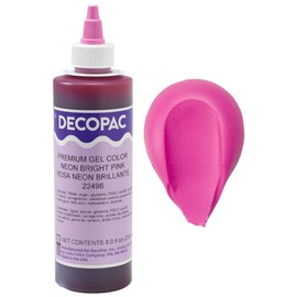 DECOPAC Premium Gel Food Color, Edible Coloring For Use with Buttercream or Whipped Icing, Fondant & Piping Gel, Highly Concentrated Gel, 8oz - Neon Bright Pink