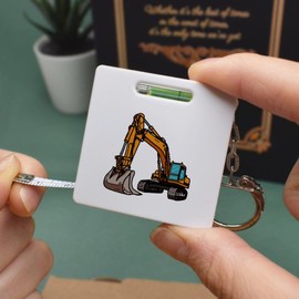 Azeeda 'Excavator Digger' Keyring Tape Measure/Spirit Level Tool (KM00018707)