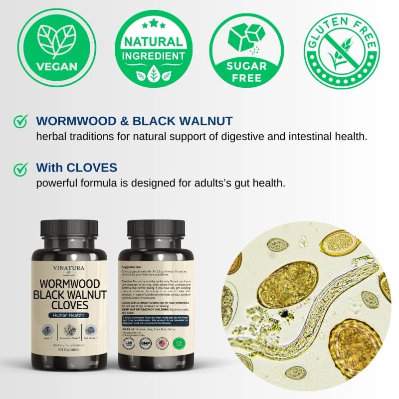 VINATURA Wormwood Black Walnut Clove Capsules - Wormwood herb Black