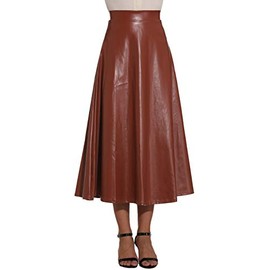 Long Leather Skirt - Faux Leather Skirt, bronze