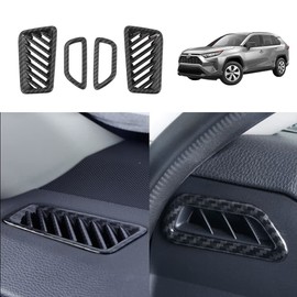 YOFAMO for Toyota RAV4 ABS Carbon Fiber Grain Air Vent Outlet Trim Dash Board Front & Upper Air Condition Cover for Toyota RAV4 2019 2020 2021 2022 Interior Accessories(4PCS)