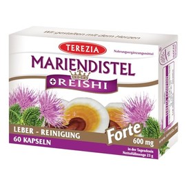 MARIEN DISTEL + REISHI 400 mg, effective combination for liver detoxification, 100% natural product without additives, declared content of SILYMARIN