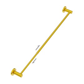 Adjustable Single Bath Towel Bar 23.6 to 42 Inch, ZUEXT Brushed Gold Stainless Steel Towel Holder Hanger, Expandable Wall Mounted Towel Rail for Bathroom Kitchen Washroom,1" Tube Towel Rail Racks