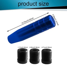 HQRNYP 5" Heavy Weighted Shift Knob, Gear Shifter Knob, Aluminum Alloy Car Gear Lever Stick Shifter Handle, Auto Accessories with 3 Threaded Adapters M8 M10 M12 for Automatic Manual Cars (Blue)