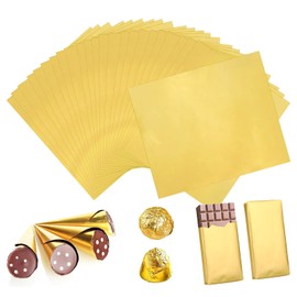 YALiya Pack of 100 Foil Paper Wrappers, Aluminium Foil Gold, Gold Leaf for DIY Decoration and Storage, Handmade (19 x 16 cm)