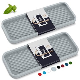 EG-SIPRO - Bandeja organizadora para fregadero de cocina, paquete de 2 soportes de esponja de silicona para fregadero de cocina, baño, bandeja de jabó