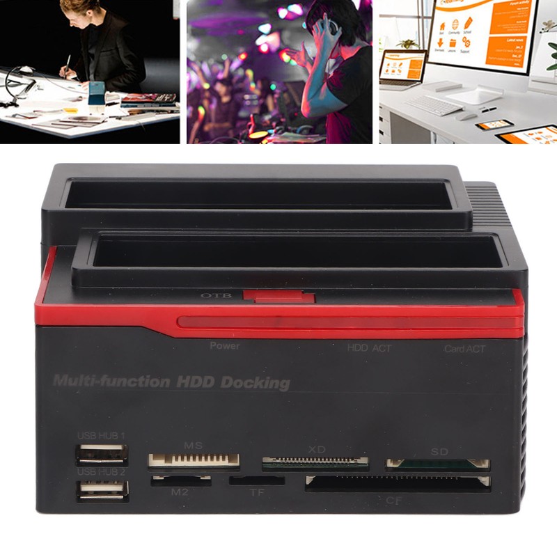 Hard Drive Docking Station USB2.0 Dual Bay 12TB Support OTB