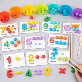 NUOBESTY 3PCS Wooden Tweezer Tongs Wooden Peg Board Beads Game Clips Counting Matching Game Beads Tweezers for Montessori Sorting Toys