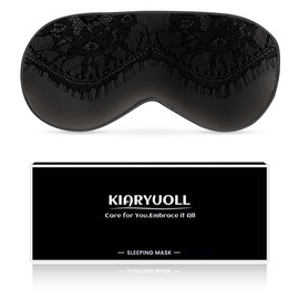 KIARYUOLL Lace Silky Sleep Mask, 1 Count Black Silky Fabric with Adjustable Strap for Sleeping, Light Blocking Elegant Gifts for Women