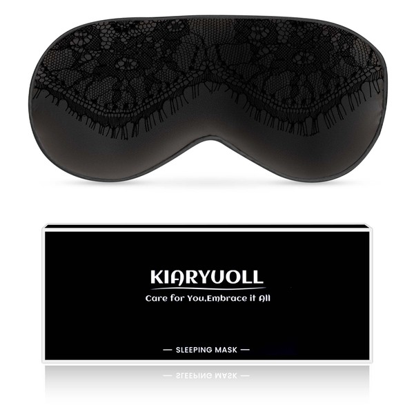 KIARYUOLL Lace Silky Sleep Mask, 1 Count Black Silky Fabric