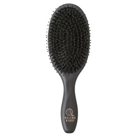 HELENA KIRAY Hair Brush, Paddle Brush, Round, Square, Large, Pig Hair, Boar Bristle, Natural Wood, Massage, Straight, Women's, Hair, Glossy, Luxurious, Smooth (Wooden, Black, Round (Round))