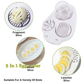 Hoclauho Egg Slicer 3 in 1 Stainless Steel for Precise Cuting, Dice Wedges of Eggs, Mozzarella, Mushrooms, Ergonomic Kitchen Aid for Breakfast, Salads, Party Dish
