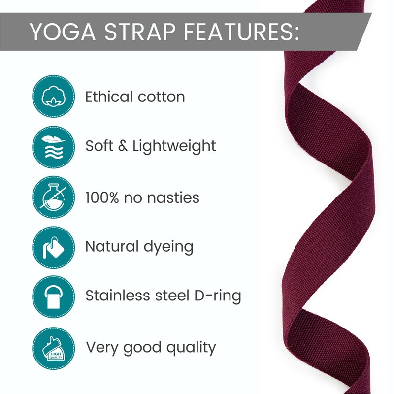 Yoga Studio Yoga Strap, 2.5m (8.2ft) Extra Long Durable Organic