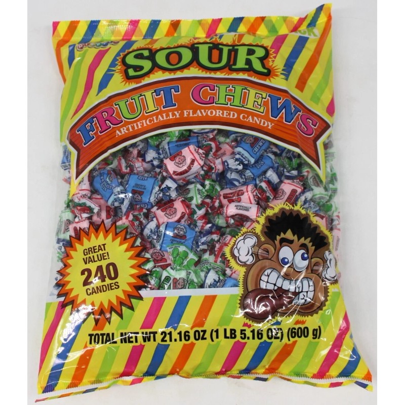 Albert's Sour Fruit Mix Chews Candy Assorted Taffy Bulk Candies