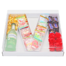 12.5inch Fillable Paper Mache Number Letter Cardboard Cutouts Charcuterie Board Initial Food Sweet Cupcake Tray Party Decorative Box (Letter M, White)