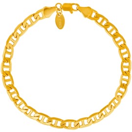 LIFETIME JEWELRY 6mm Mariner Link Chain Anklet for Women & Men 24k Gold Plated (10)