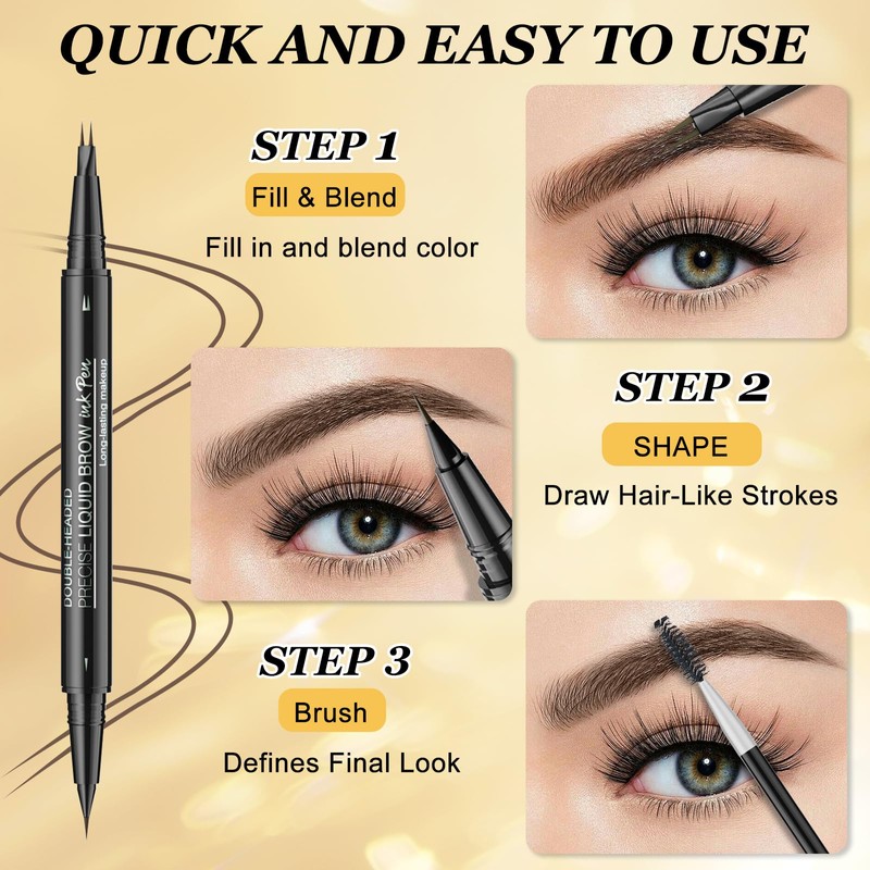 Magic Eyebrow Pencil, Waterproof, Microblading Eyebrow Pencil with 2 Micro