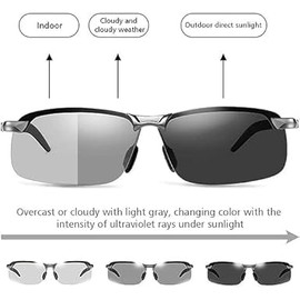 ZGLUZP White-black Polarized Photochromic Sunglasses UV400 Sports Sunglasses Day and Night Driving Glasses Ultra-Light Sun Glasses Eyewear Cycling Glasses Goggles