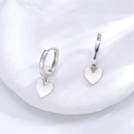 Sanfenly S925 Sterling Silver Heart Hoop Earrings For Women Girls Heart Drop Earrings Dangling Hypoallergenic Small Love Heart Huggie Earrings Gold/Silver