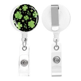 IAMRAVER 2 Pack Retractable Badge Holders Cute Badge Reel Badge Clip ID Card Holders for Student Office Worker Doctor Nurse Teacher(Green Leaves)