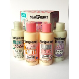 Soap & Glory - The Top Four Fillers Gift Set - Box of 4 x 75ml Shower Gel and Bath Milk - Gorgeous Bath and Body Gift Box - Soap & Glory Miniatures Collection – Toiletry Set – Delectable Scents