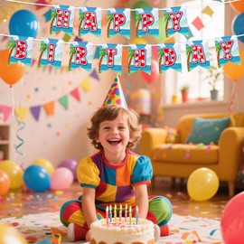 2pcs Cartoon Birthday Banners, Pre-Strung Happy Birthday Fishtail Flag Banner Summer Hawaiian Themed Party Baby Shower Decoration Supplies