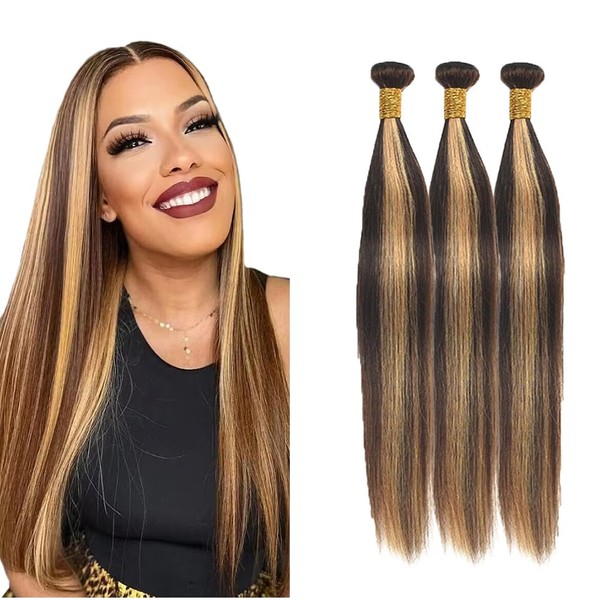 Salharer p427 Highlight Blonde Bundles Human Hair Straight Weave 3