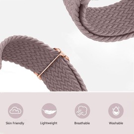 AGUPERFIT Quick Release Watch Strap 20mm - 3 Pcs, Adjustable Nylon Braided Stretchy Band Breathable Elastic Replacement Bracelet for Smartwatches and Wristwatches (Starlight+Smoke Violet+Pink)