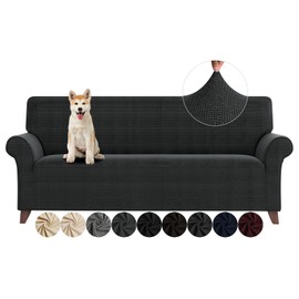 ZNSAYOTX Couch Covers for 3 Cushion Couch High Stretchy Spandex Pet Friendly Sofa Slipcover 1 Piece Non Slip Couch Covers Large Furniture Protector (Dark Grey, Sofa)
